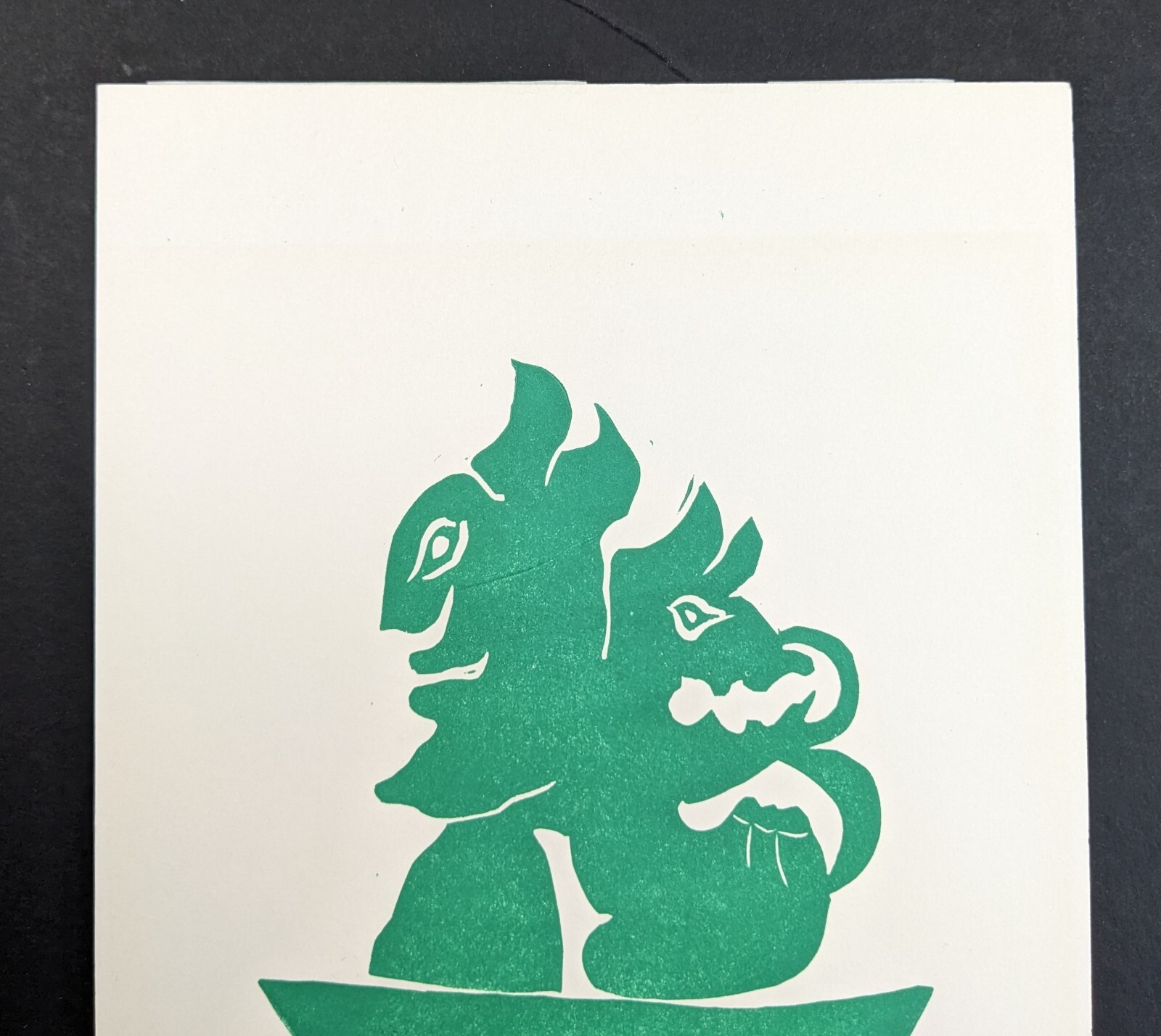 Axel Hertenstein, bowl with abstract figures, woodcut, signed, num.