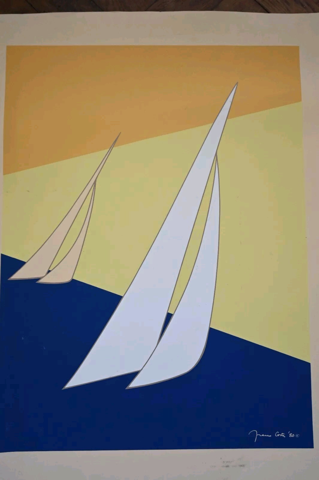 Franco Costa Print Boat Americas Cup 1980 Large Vintage Swedish Challenge Rare