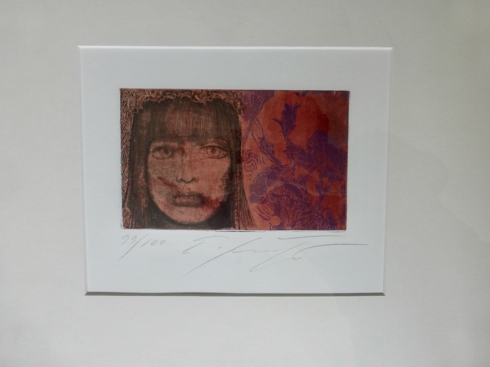 Ernst Fuchs: “Elegy”, color etching 1970 framed