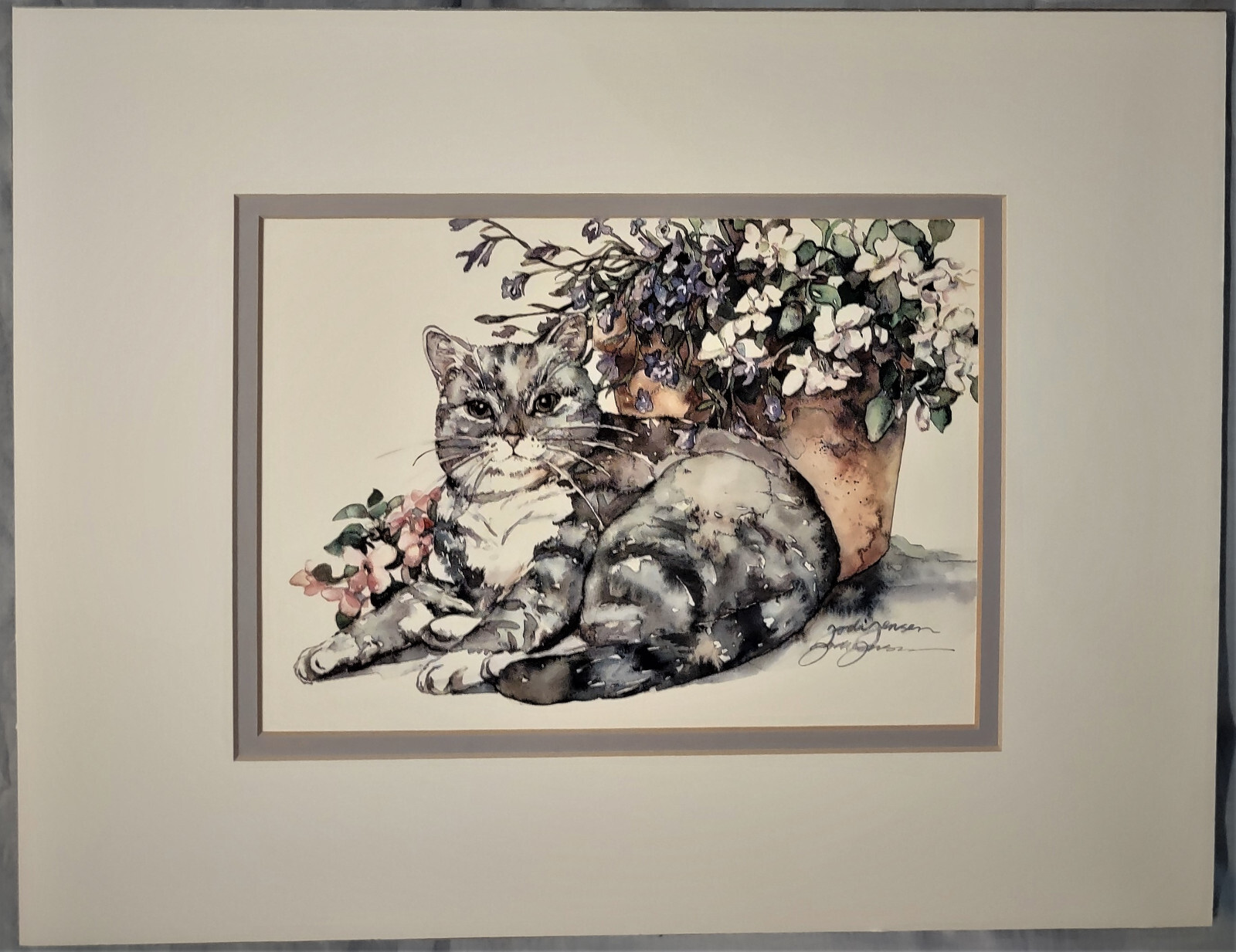 Jodi Jensen Open Edition Signed Print “Pot Holder” Double Mat, 14″
