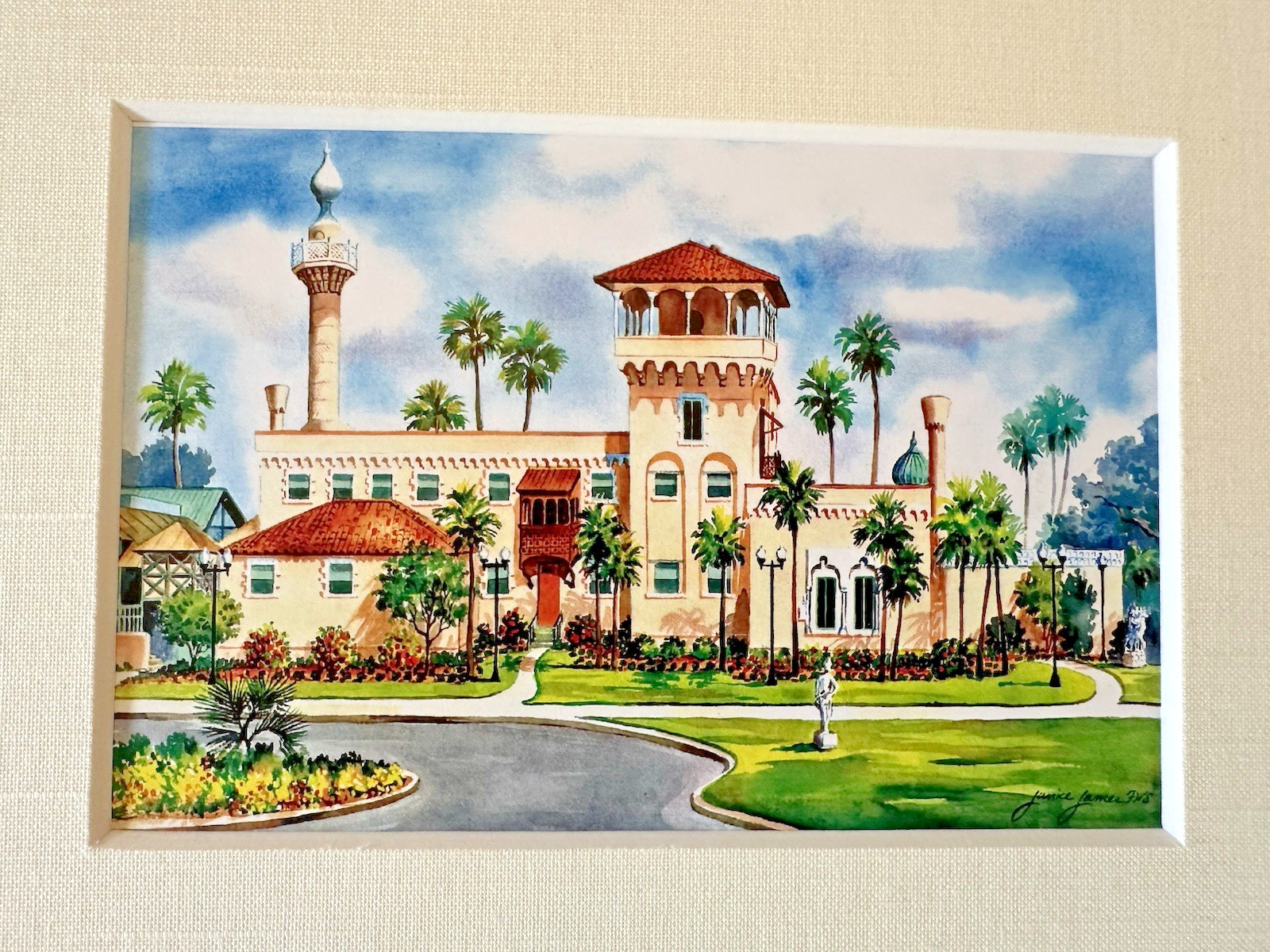 Janice James ST PETERSBURG FLORIDA SUNSET COUNTRY CLUB 9″x7.5″ matted print