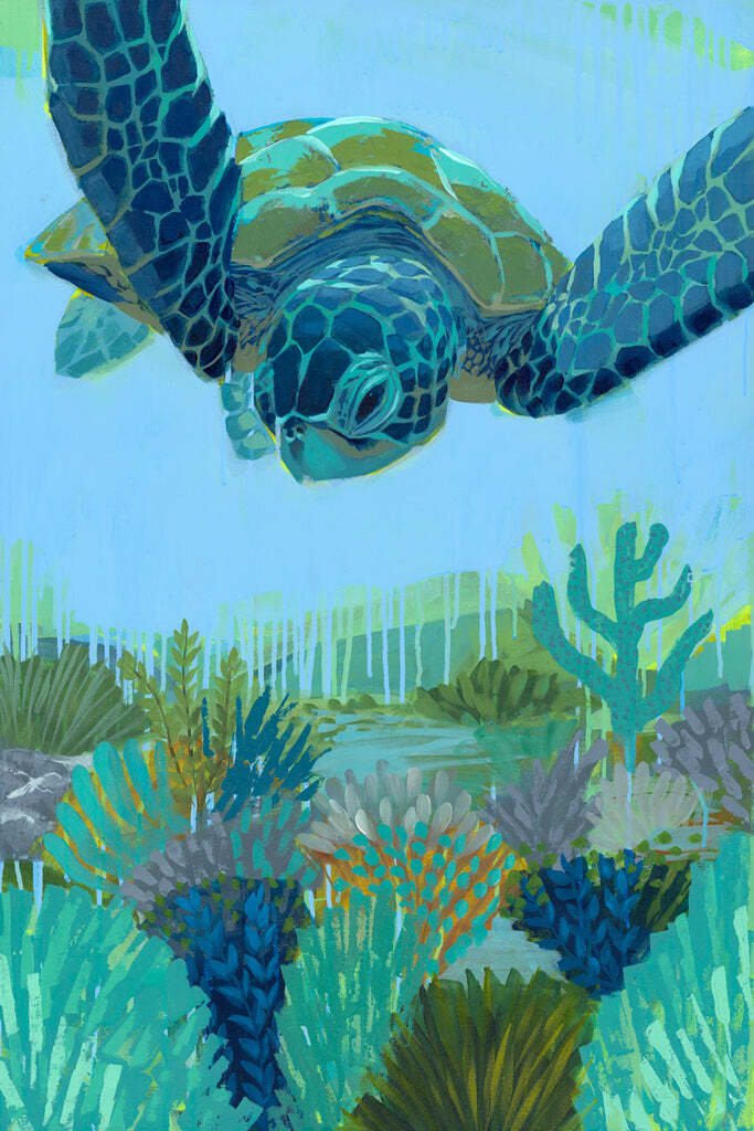 Sight Sea-ing by Dora Knuteson Art Print Sea Turtle Ocean Nautical Poster 16×23