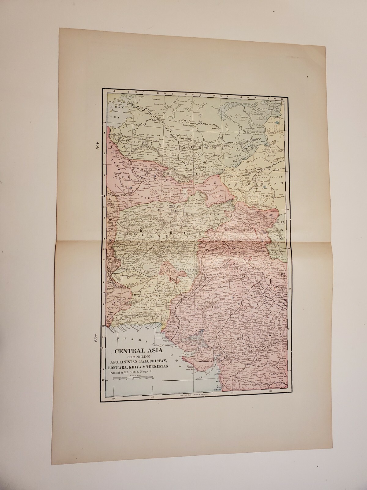 Map of Central Asia Middle East Large Color Map c. 1903 (CC4)