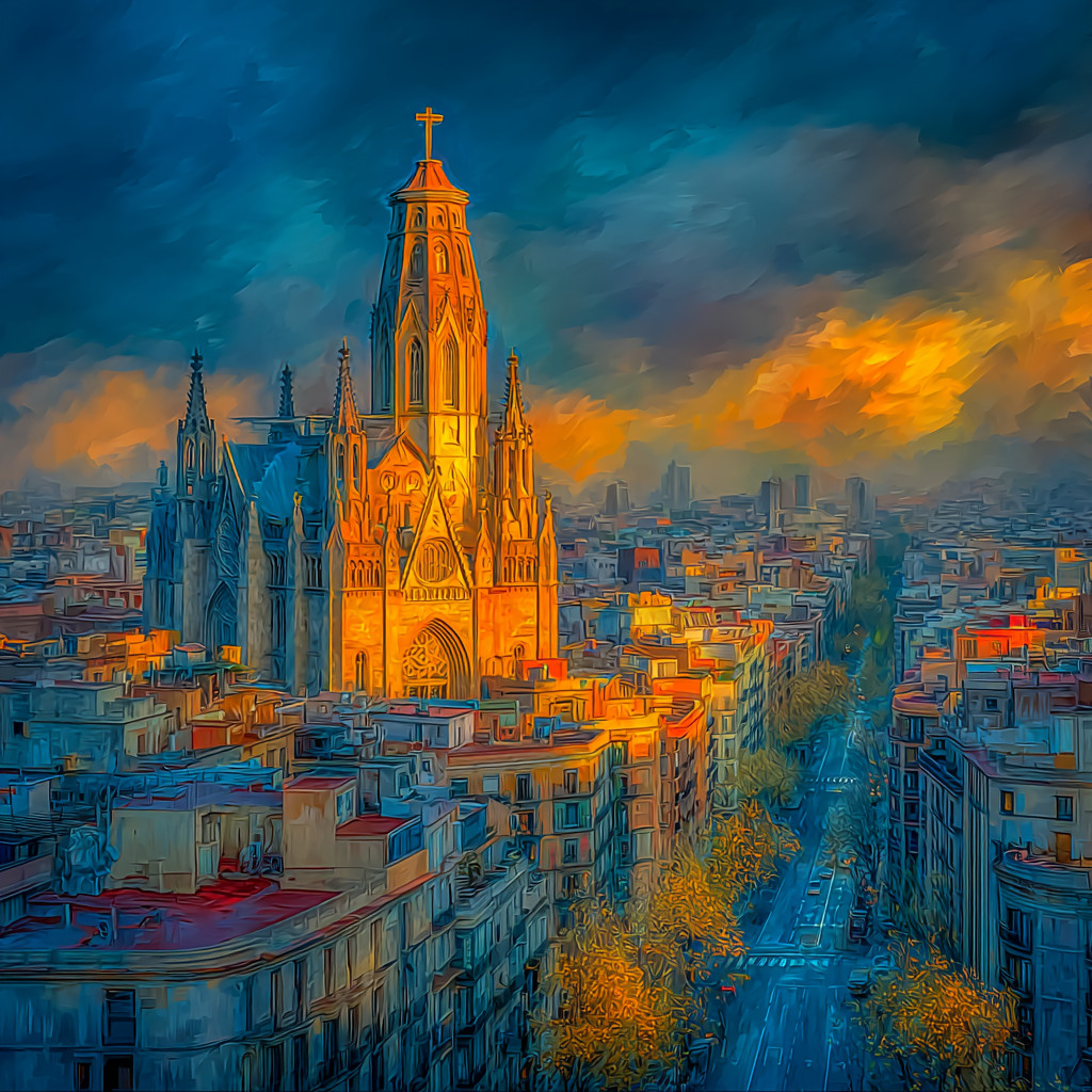 Barcelona Spain 24×24 Giclée Art Print Ltd 1/25 Signed COA Rombley C2