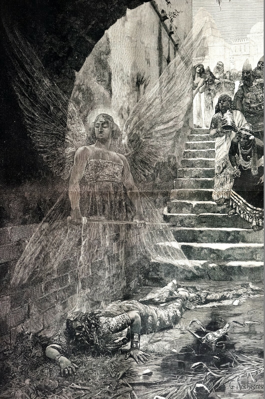 Punishment of Nebuchadnezzar ANGEL 1886 GEORGE ROCHEGROSSE CENTERFOLD w STORY