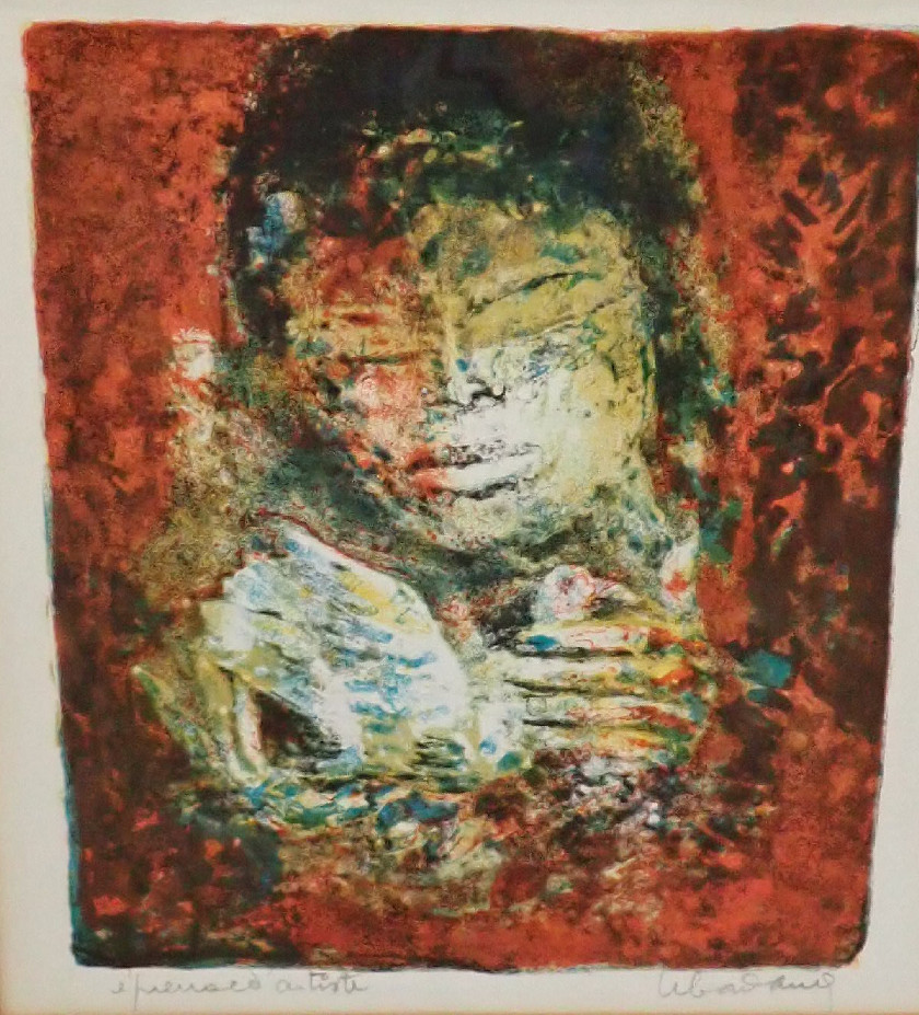 Hoi Lebadang Girl With White Dove Signed Artist Proof Lithograph Mid Century Art