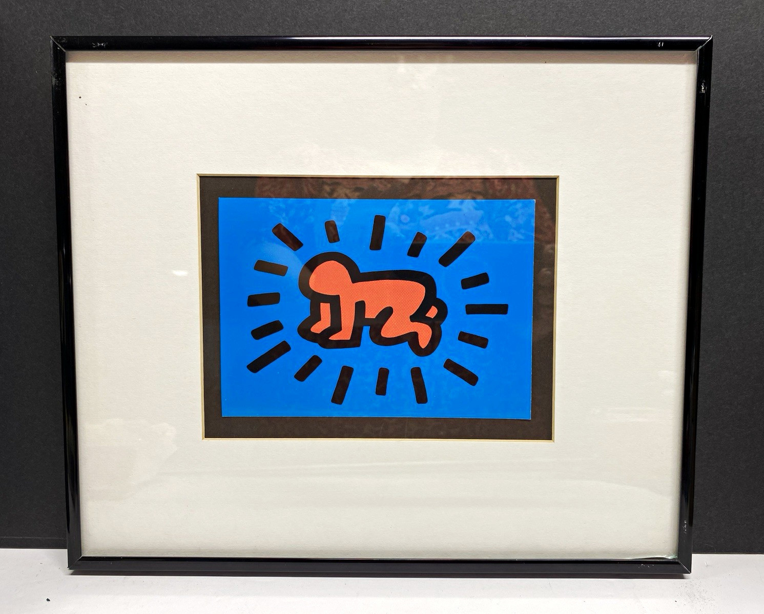 Keith Haring Radiant Baby Print Matted Framed 1992 10x12in