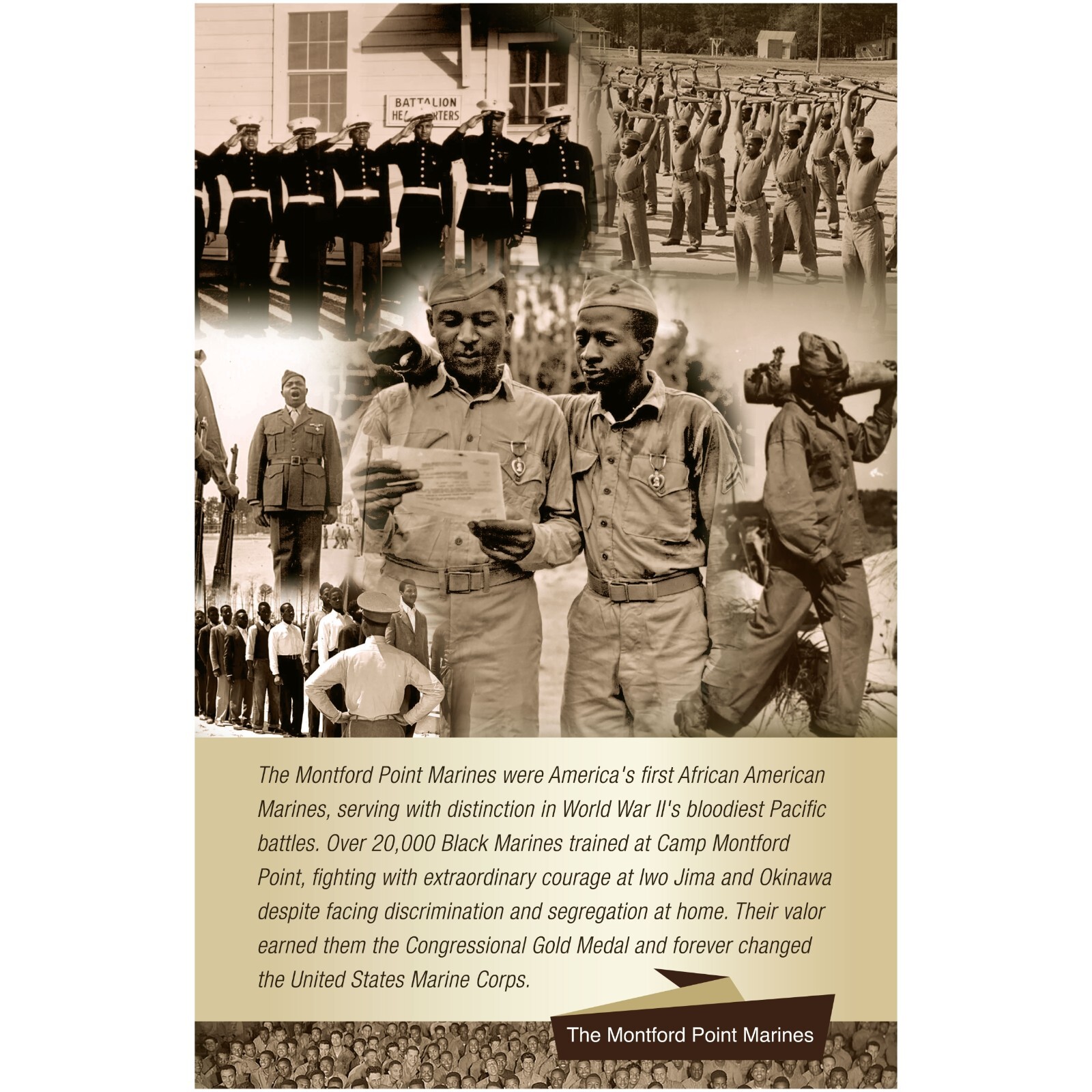 The Montford Point Marines: First Black Marines Historical Poster (17×11 inches)