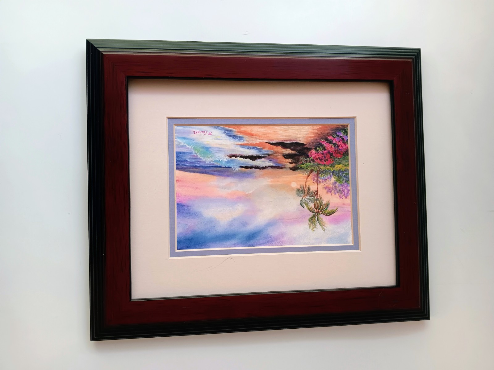 Rebecca Lowell “Maui” Hand Signed Small Color Lithograph Print 4.5×6.75 Frame11″