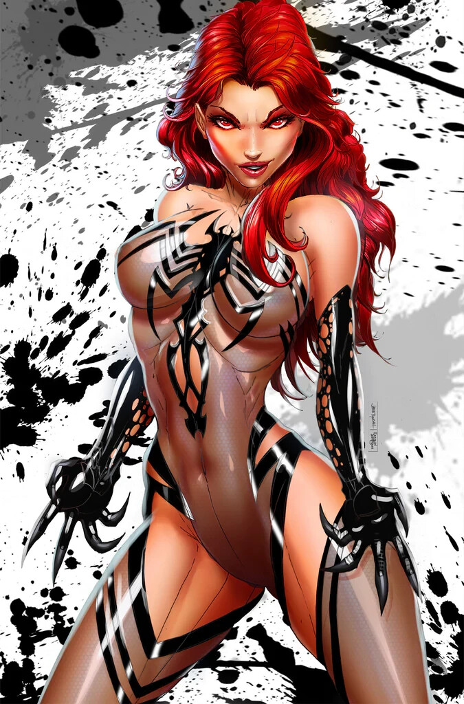 VENOM NAUGHTY Art Print HAND SIGNED by Jamie Tyndall w COA Spider-Man