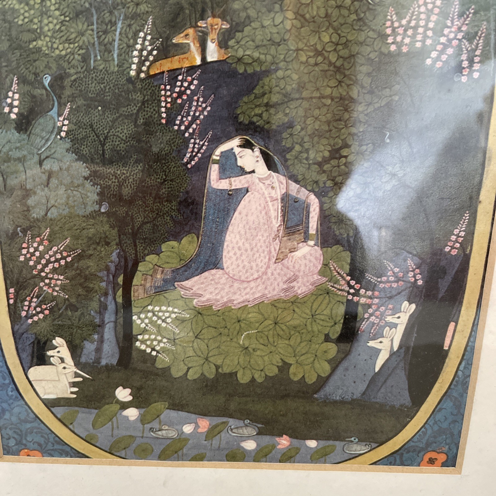 Indian Woman Framed Print Woman In Forest Woodland Scene Crescent Moon Animals