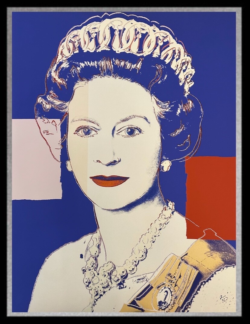 ANDY WARHOL- “Queen Elizabeth”- Blue Bkgrd.Screenprint-Diam.Dust- Museum Quality