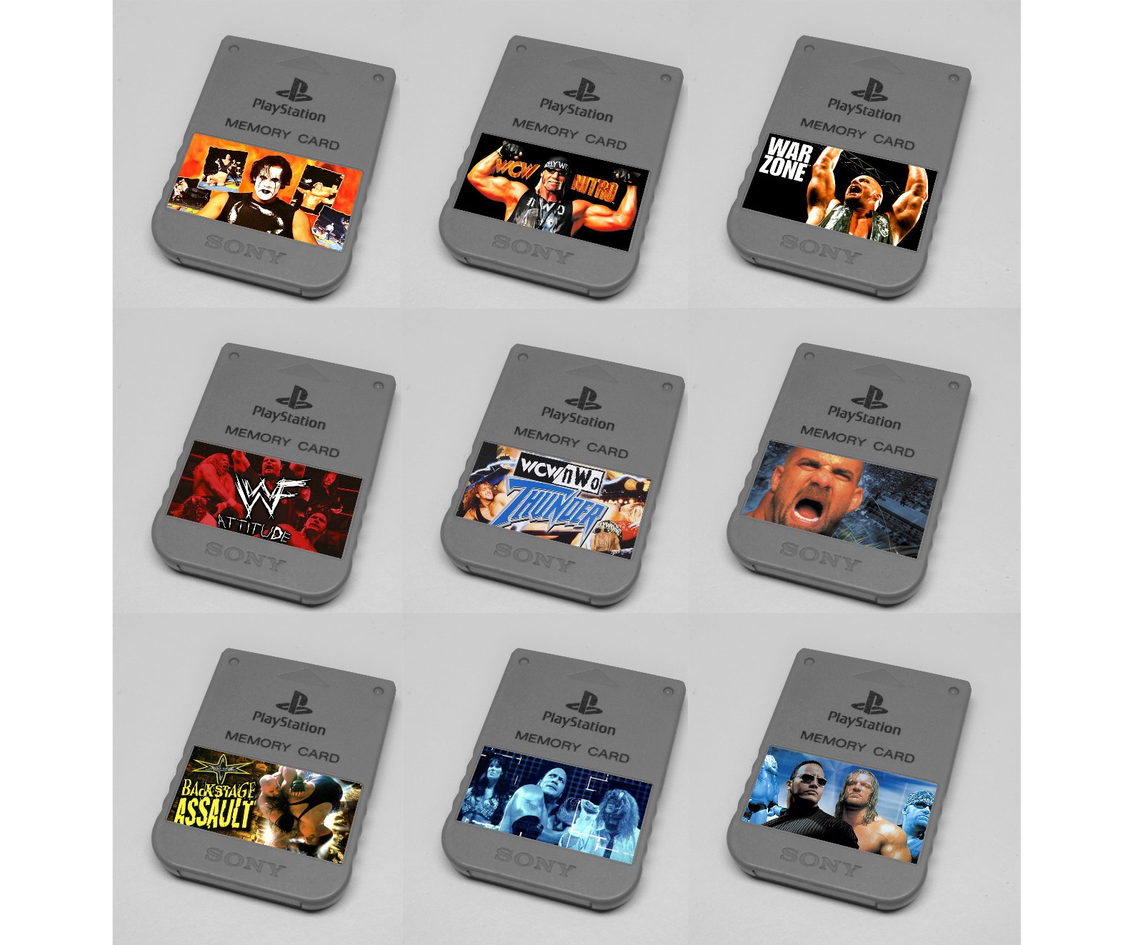 WWF / WWE Wrestling Collection – Custom PlayStation 1 (PS1) Memory Card Stickers