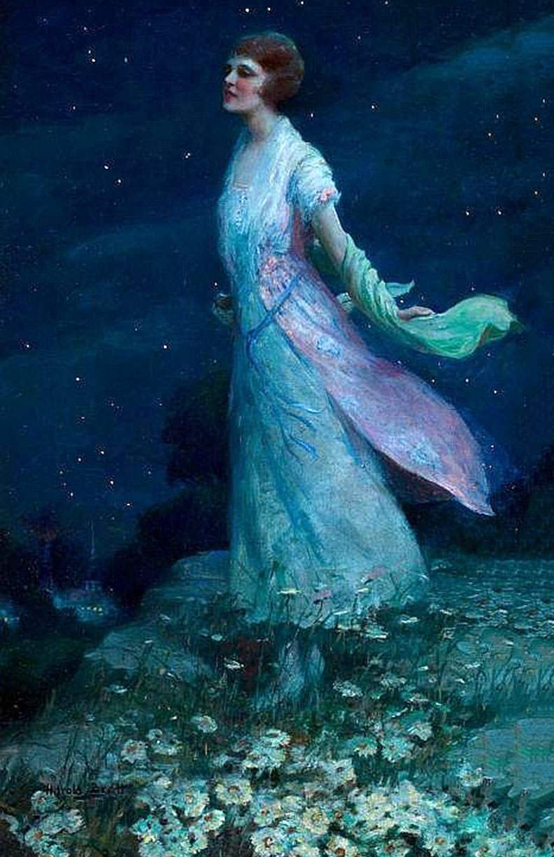 Beautiful Woman in Moon and Star light by Harold Brett
