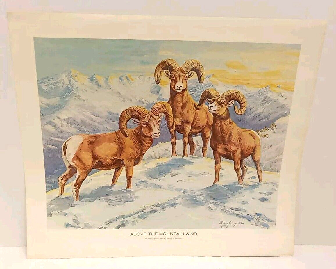 Ben Cooper Western Art Print ‘Above the Mountain Wind’ 1973 Mountain Goats 12×14