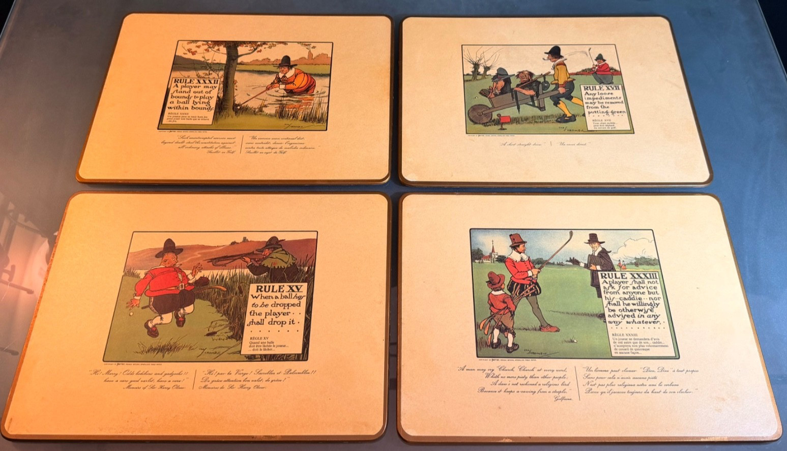 The Rules of Golf Print XV Charles Crombie Perrier circa 1960 (SET OF 4)