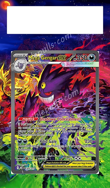 Pokemon Extended Art for PSA + Case Combo PSA- Mega Gengar EX 284 NO CARD