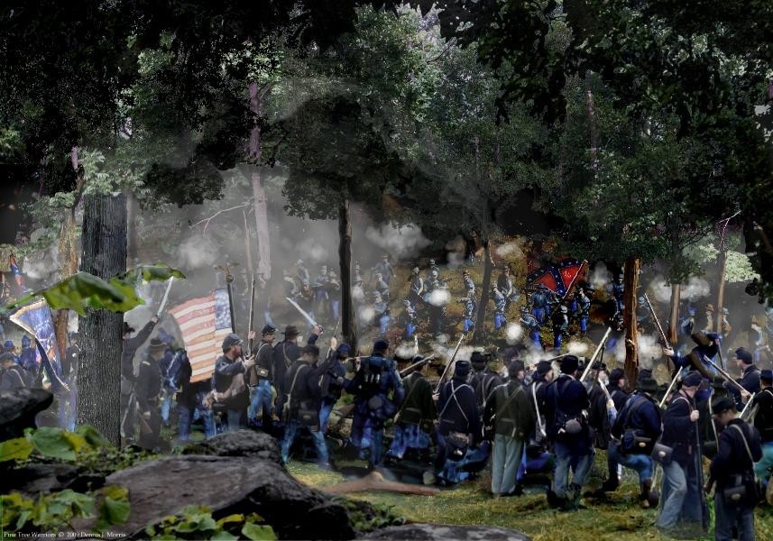 Gettysburg 14″x20″ Print/Frame Joshua Chamberlain Little Round Top 20th Maine