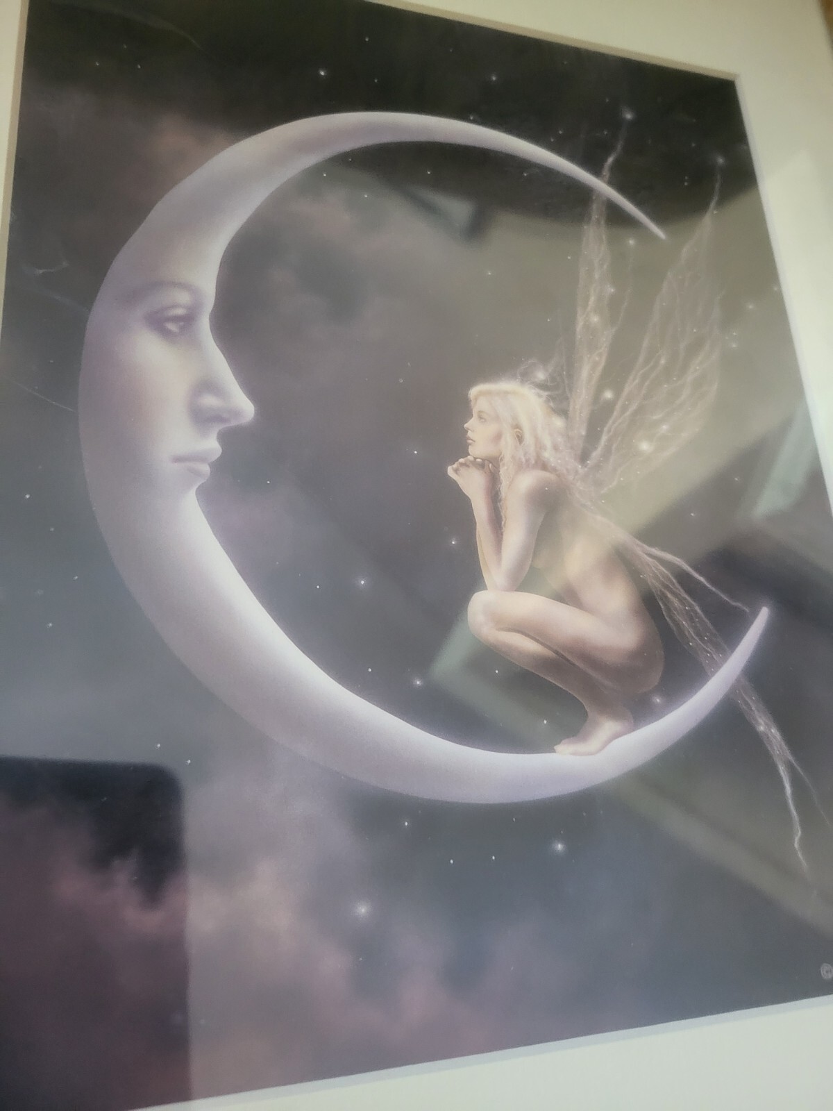 David Delamare Fairy Storyteller Moon Framed Print Approx 15”x12” In Frame New
