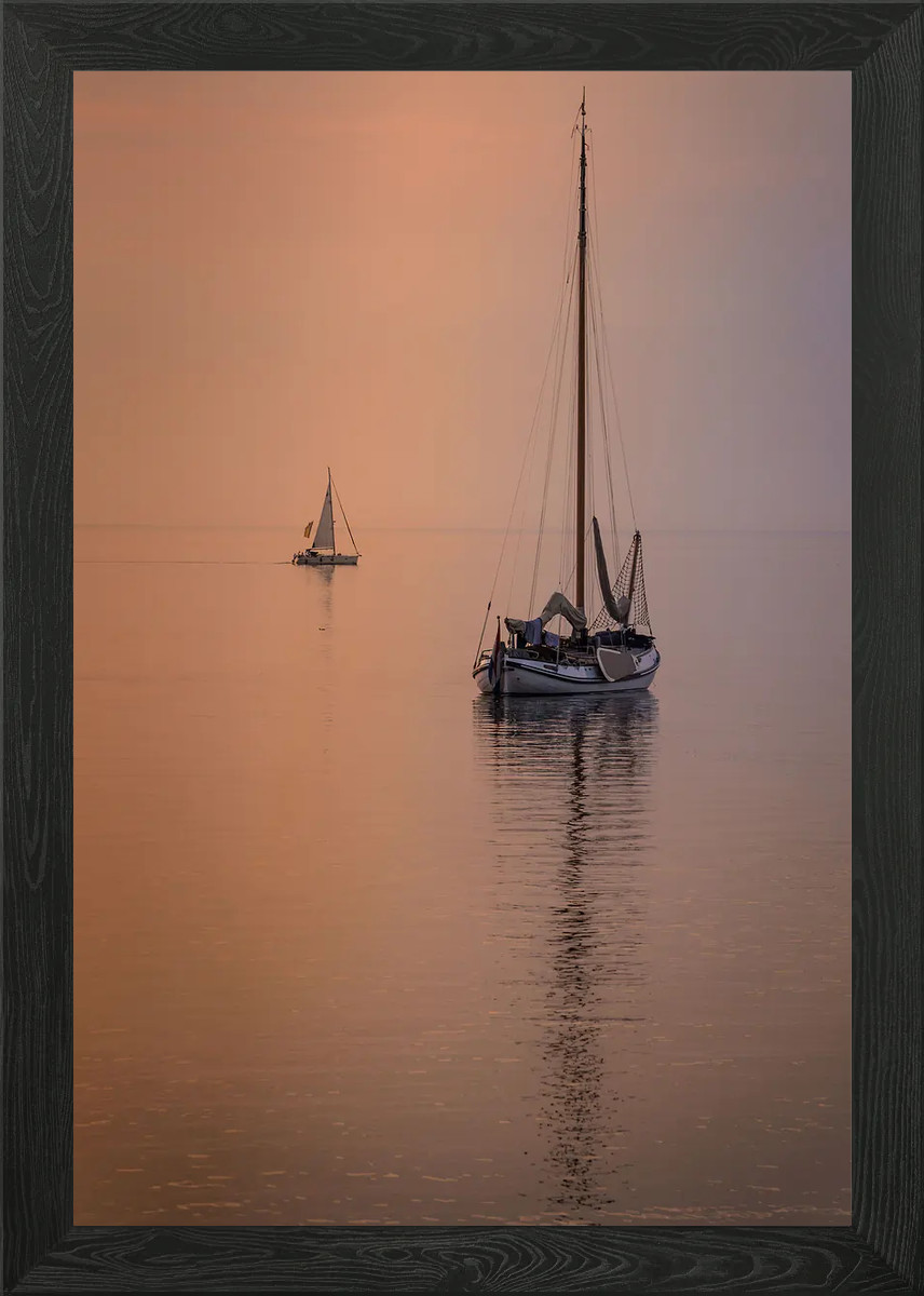 Boats in the sunset Framed Wall Art Poster Canvas Print Picture