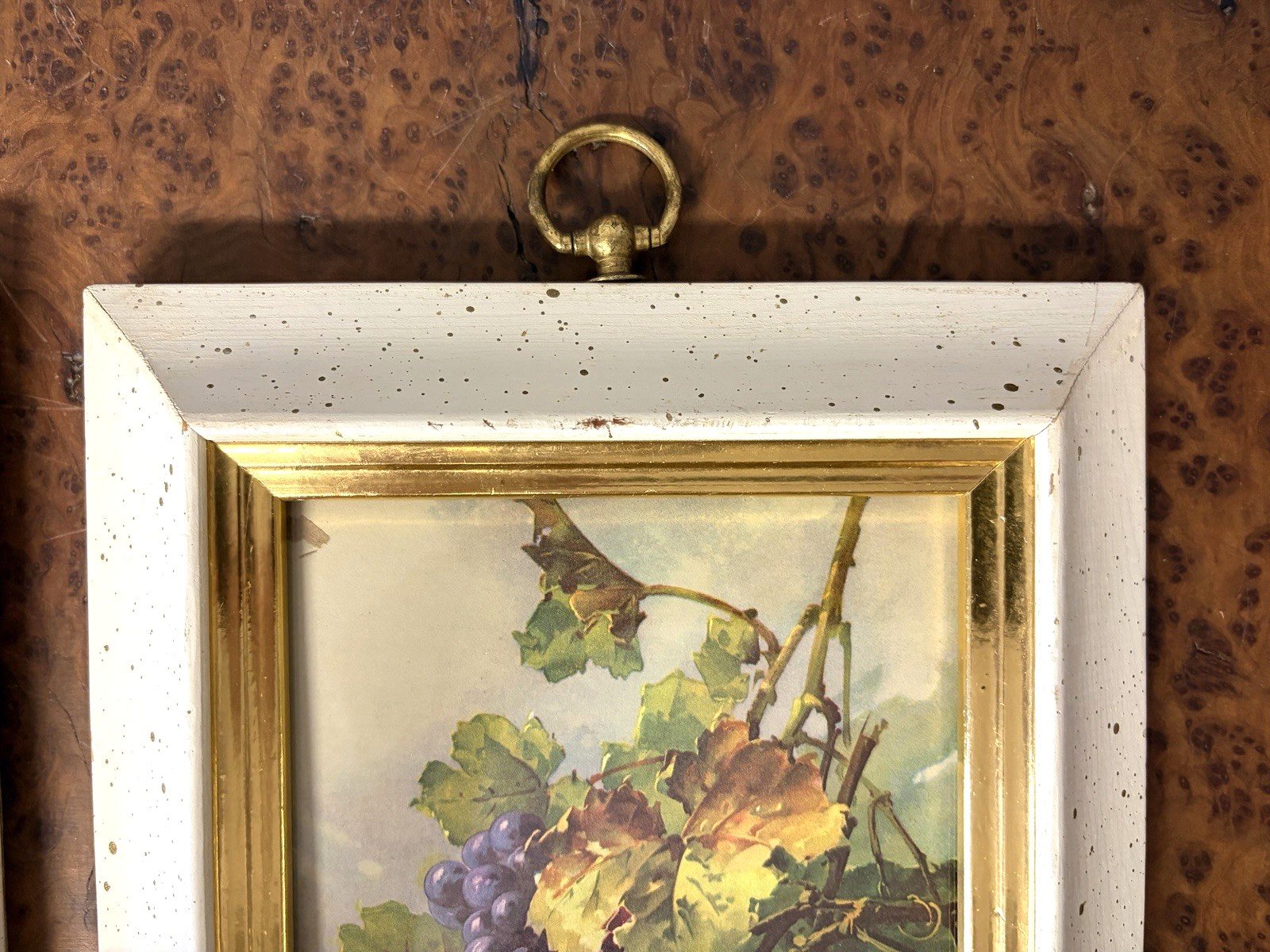 Vintage MCM Pair of Framed Turner Fruit Prints Gold/White Frames Cottage Core