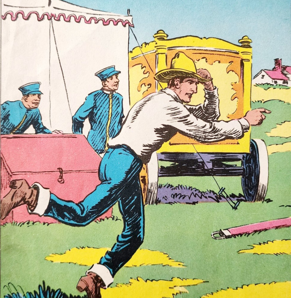1947 Bill & The Circus Cowboys Art Sanford Tousey Antique Plate Book Print DWF16