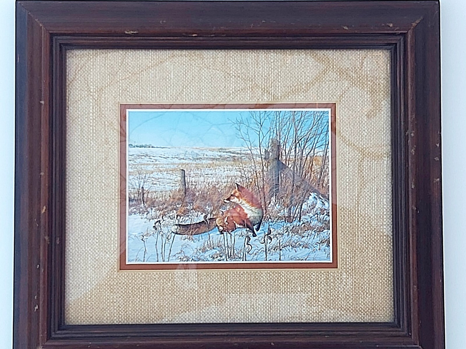 Michael Sieve DECEMBER SNOWFALL Small print 5.25″ by 4″ framed . Frame 9″X10.5″