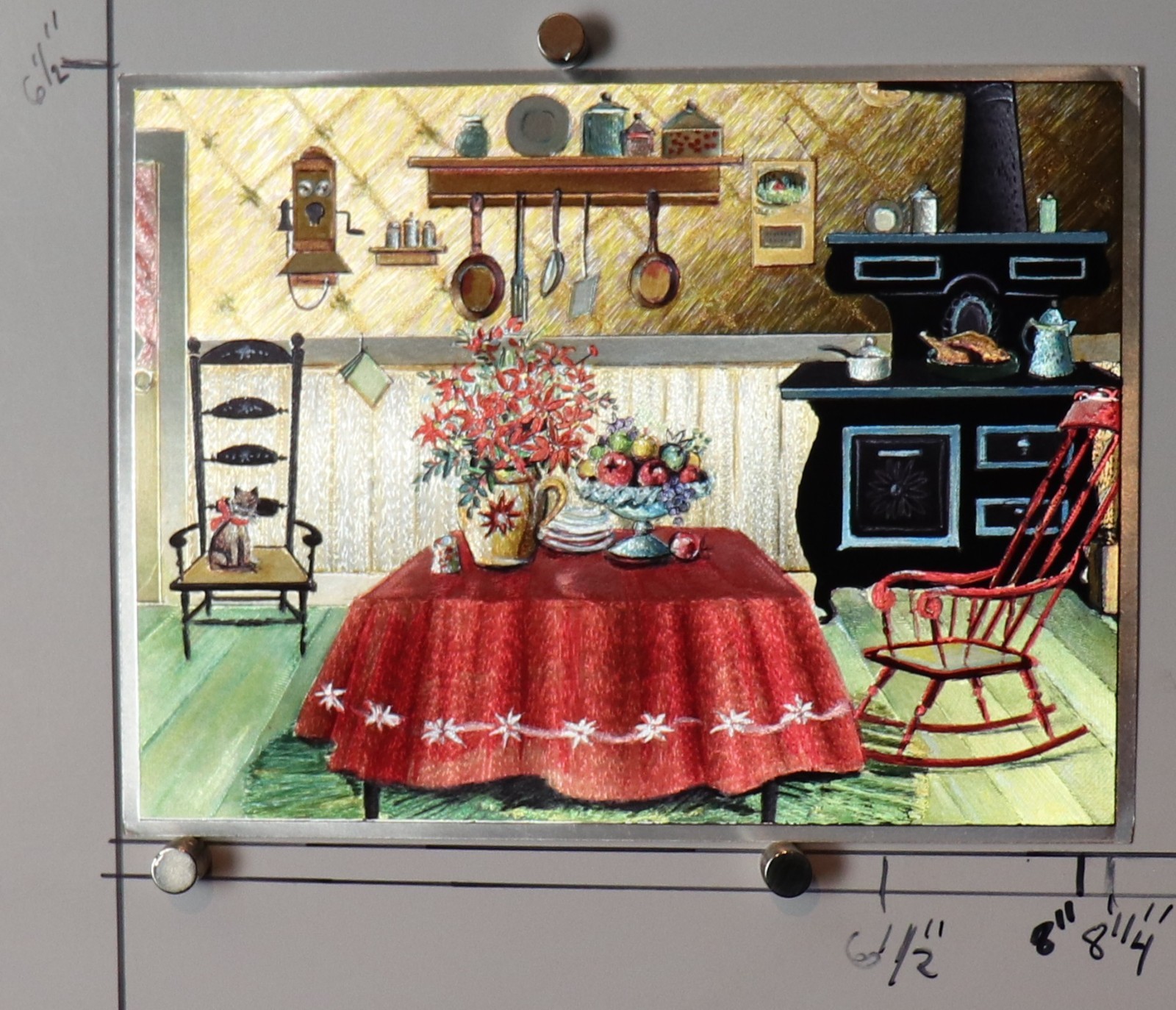 kitchen print by Dufex Prints from England printed on foil NOS