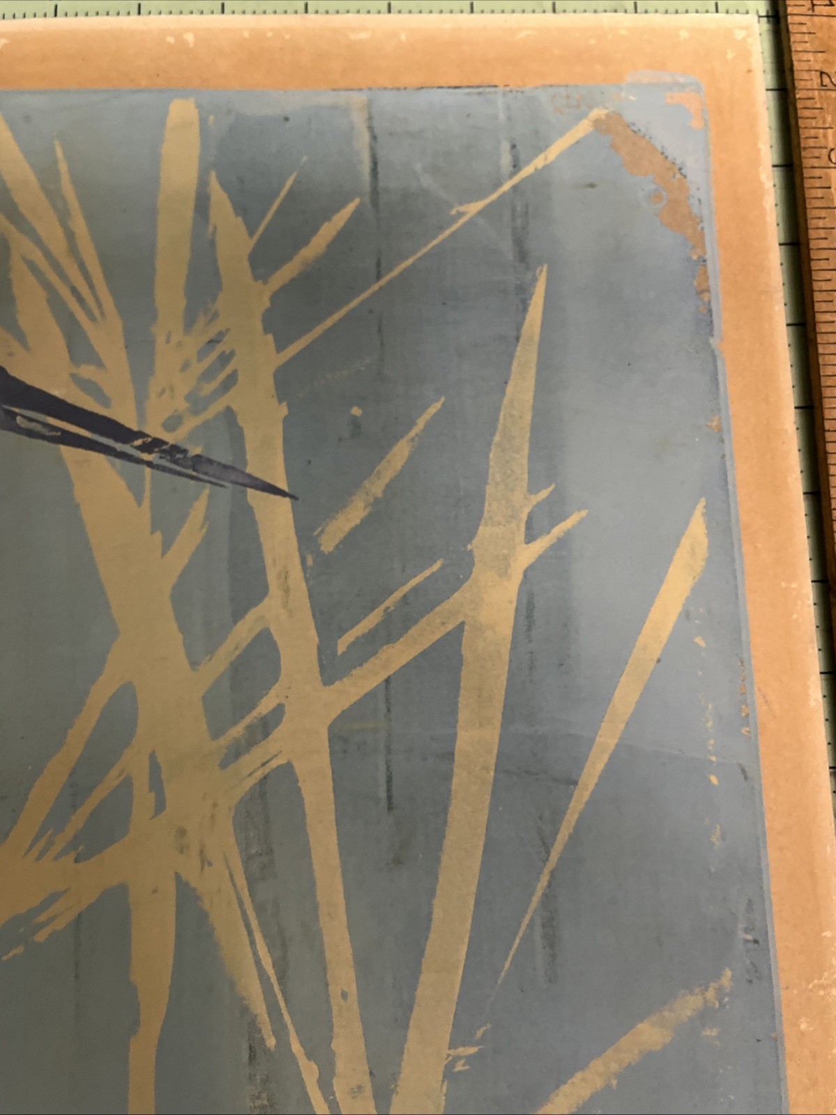 Wendell H. Black 1959 Woodcut 10/22 Heron In Reeds 36×13 Poor Condition