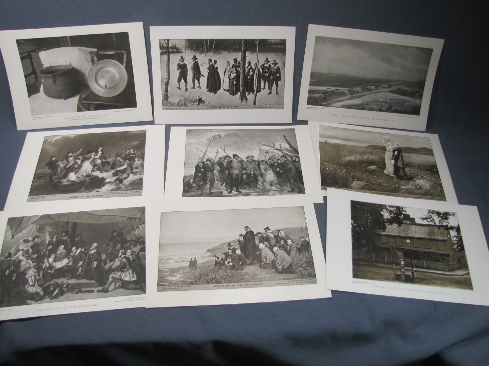 29 PERRY ART PRINTS – Early PILGRIMS in America 5 1/2 x 8″ in original envelope