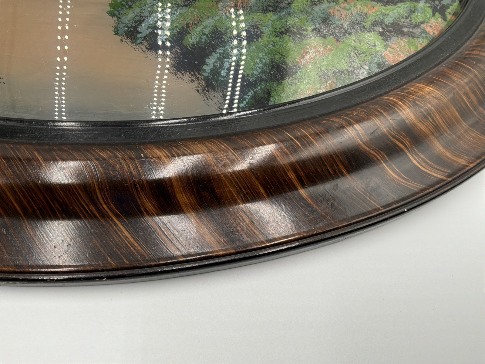 Vintage U.S. Capitol Washington DC Reverse Painted Convex Glass Oval Frame 24.5”