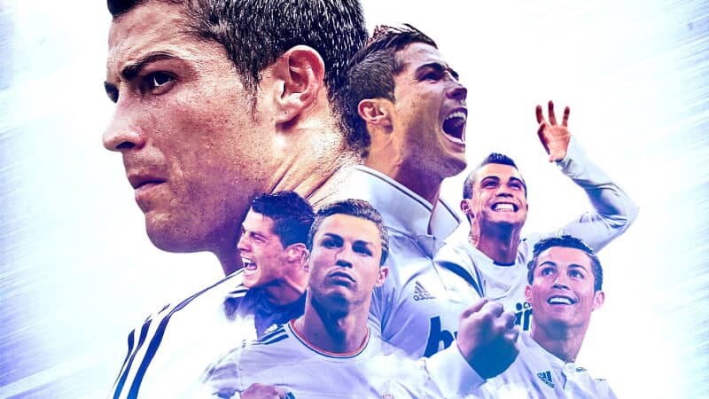 CRISTIANO RONALDO COLLAGE FOOTBALLING FRAMED CANVAS WALL ART DECOR 20X30 INCHES
