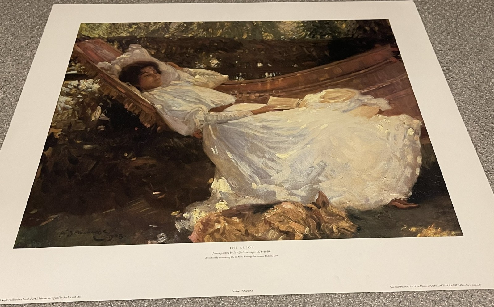 Sir Alfred Munnings ” The Arbor” Print 22.5×25.5″
