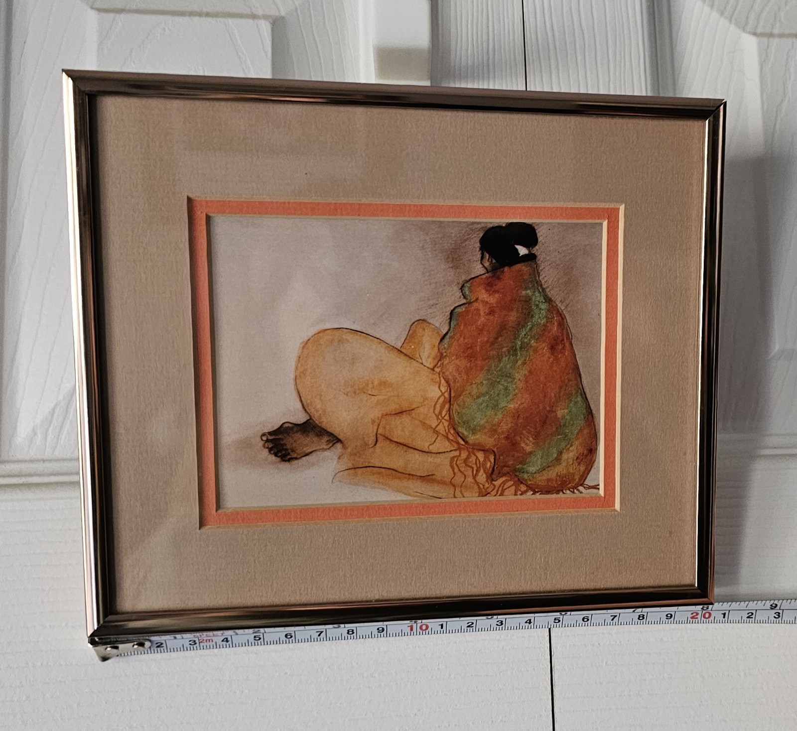 Framed Matted Print “Angelina’s Shawl” By Navajo Artist RC Gorman 8×6.5 in