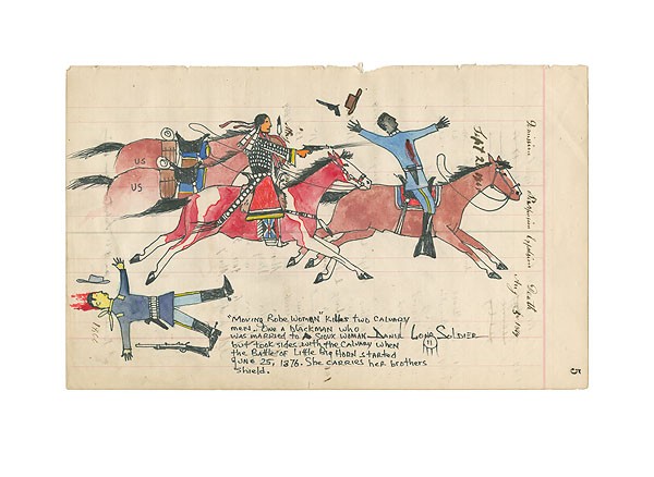 Daniel Long Soldier Moving Robe Woman Facing Right – Native American