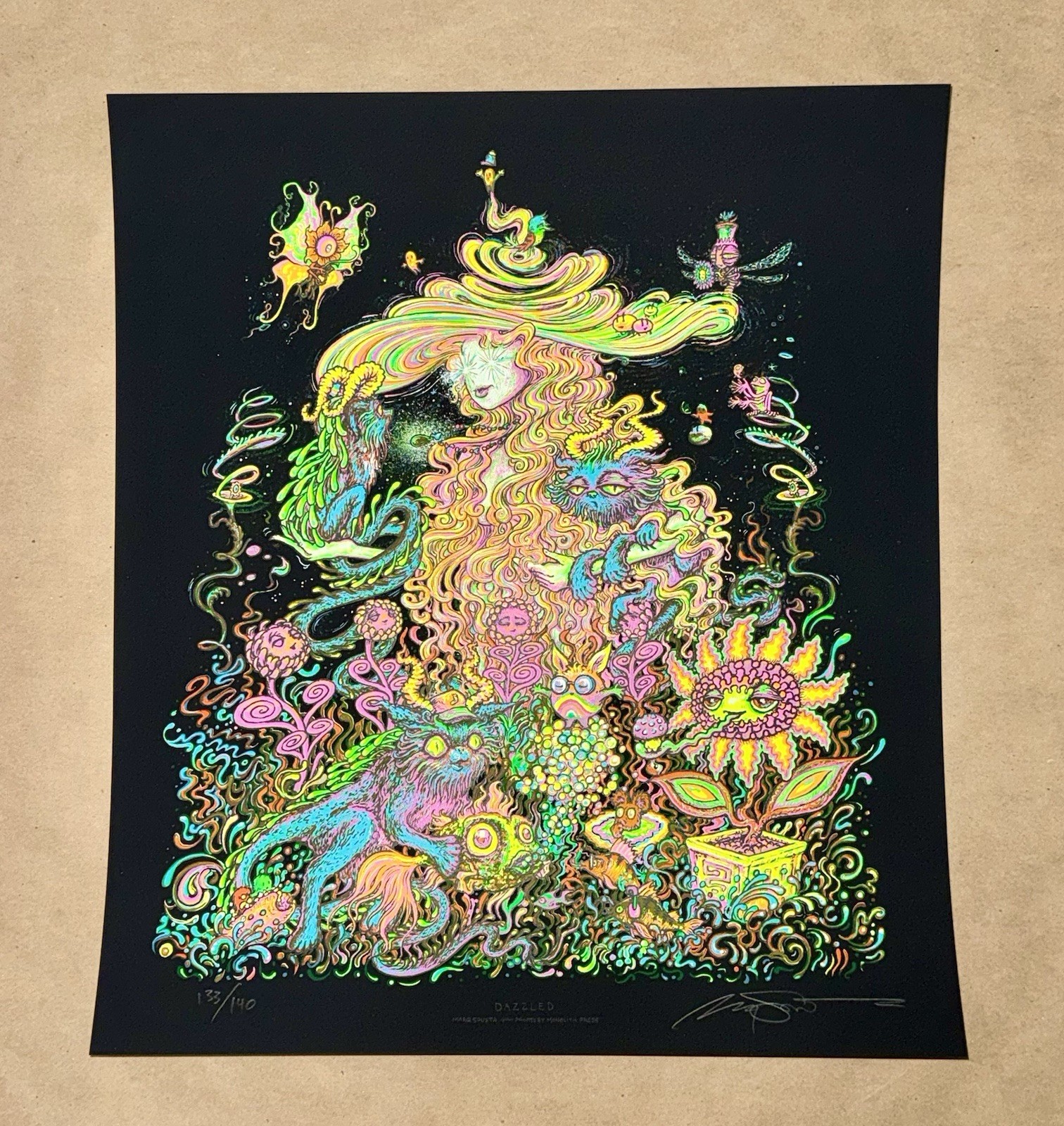 Marq Spusta Art Print Poster Dazzled S/N Silkscreen Black Rubber Crazy UV Inks!