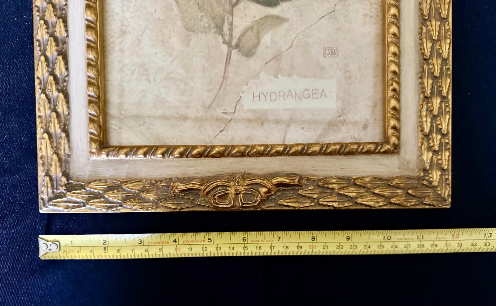Cheri Blum Hydrangea Botanical Print Gold Ornate Framed Vintage Wall Art Decor
