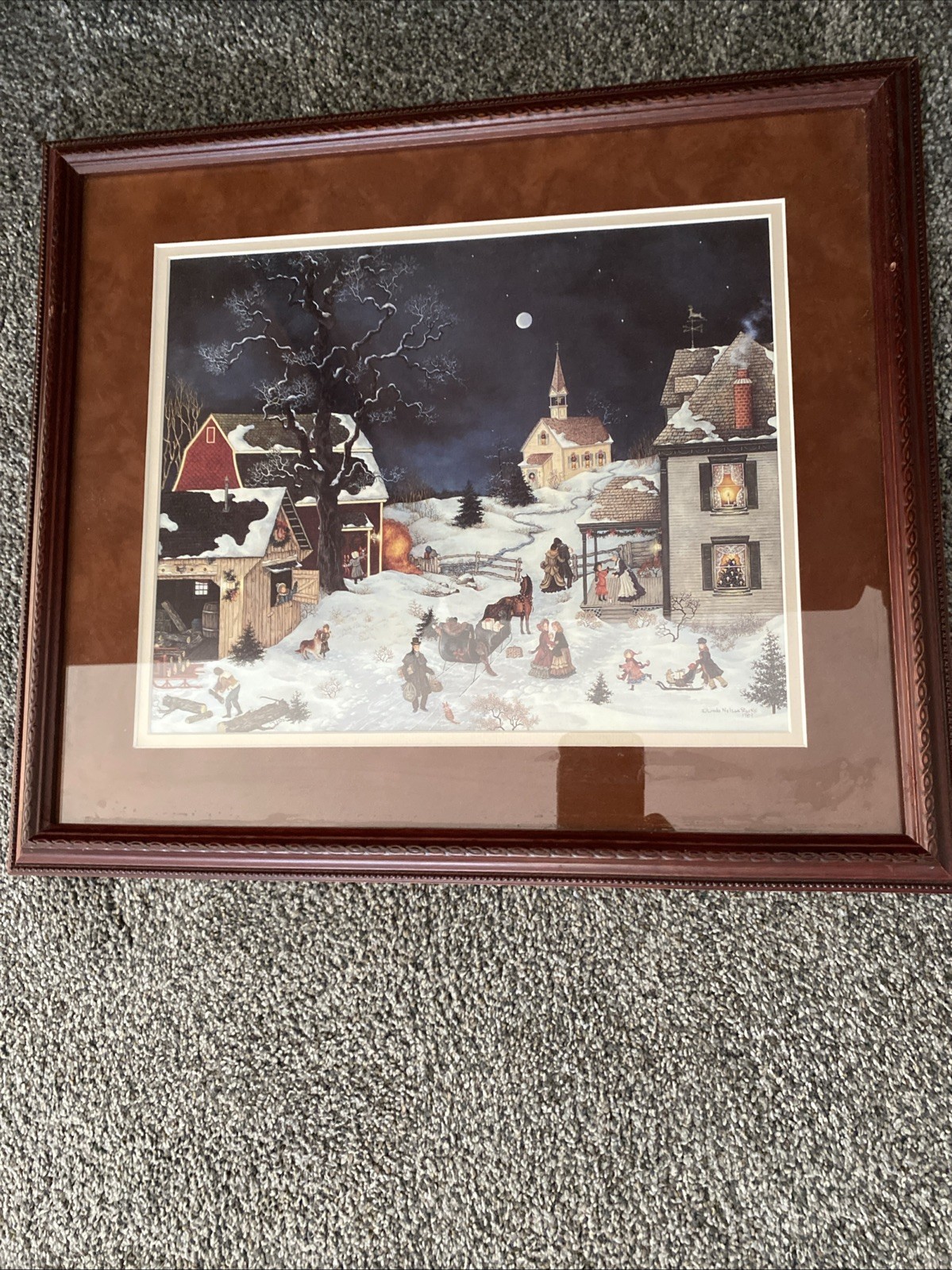 Linda Stocks Nelson Framed Art Winter Christmas Scene