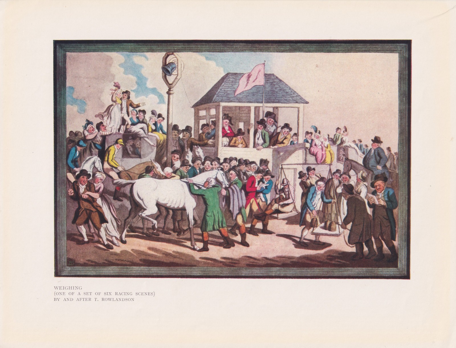 Horse Weighing Before Race Horse Racing Antique Color Art Print 1927
