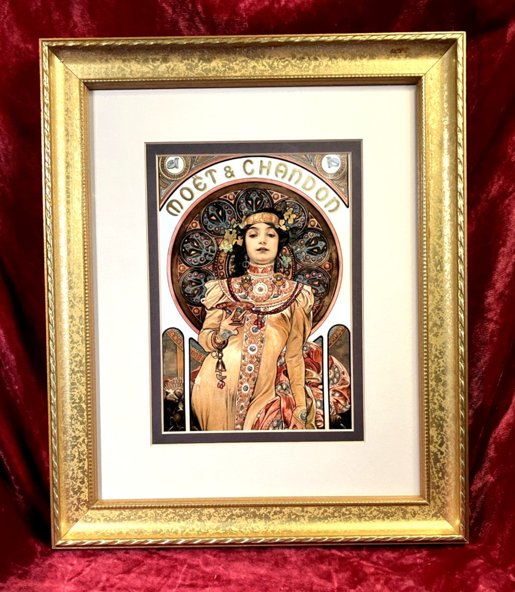 Alphonse Mucha Art Nouveau Print Frame Moet Advertisement Beautiful Girl