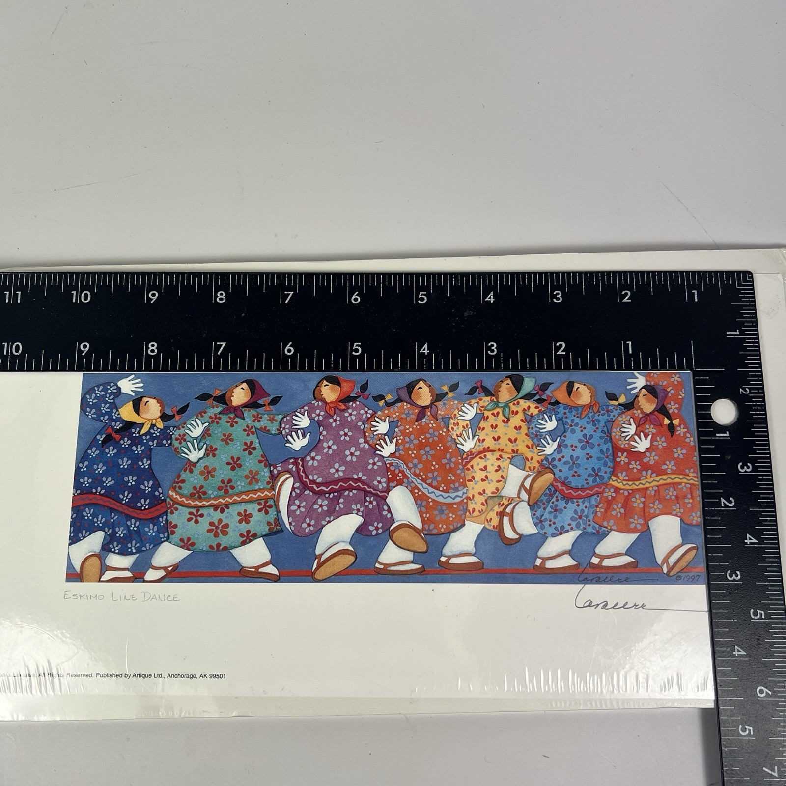 Barbara Lavallee Print “Eskimo Line Dance” 1998 Alaska 6×12”