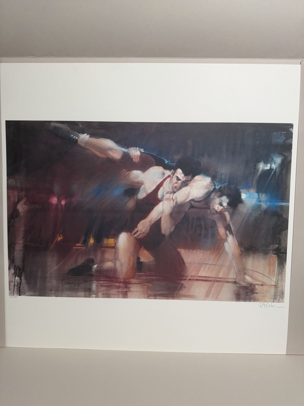 VTG Limited edition lithograph, Wrestling, 1983 Olympics, Robert Peak 99/550
