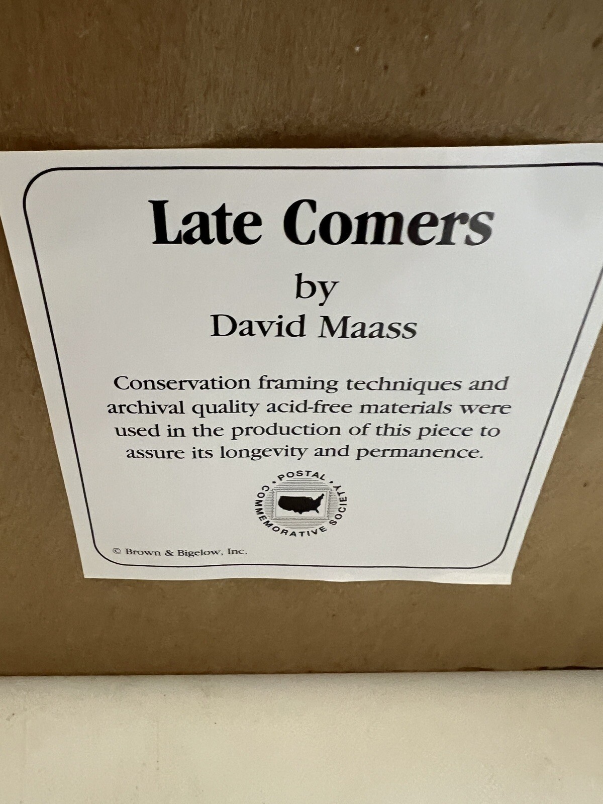 22-3/4″ x 22-3/4″ Frame Late Comers By David Maass With 9 Framed Stamps
