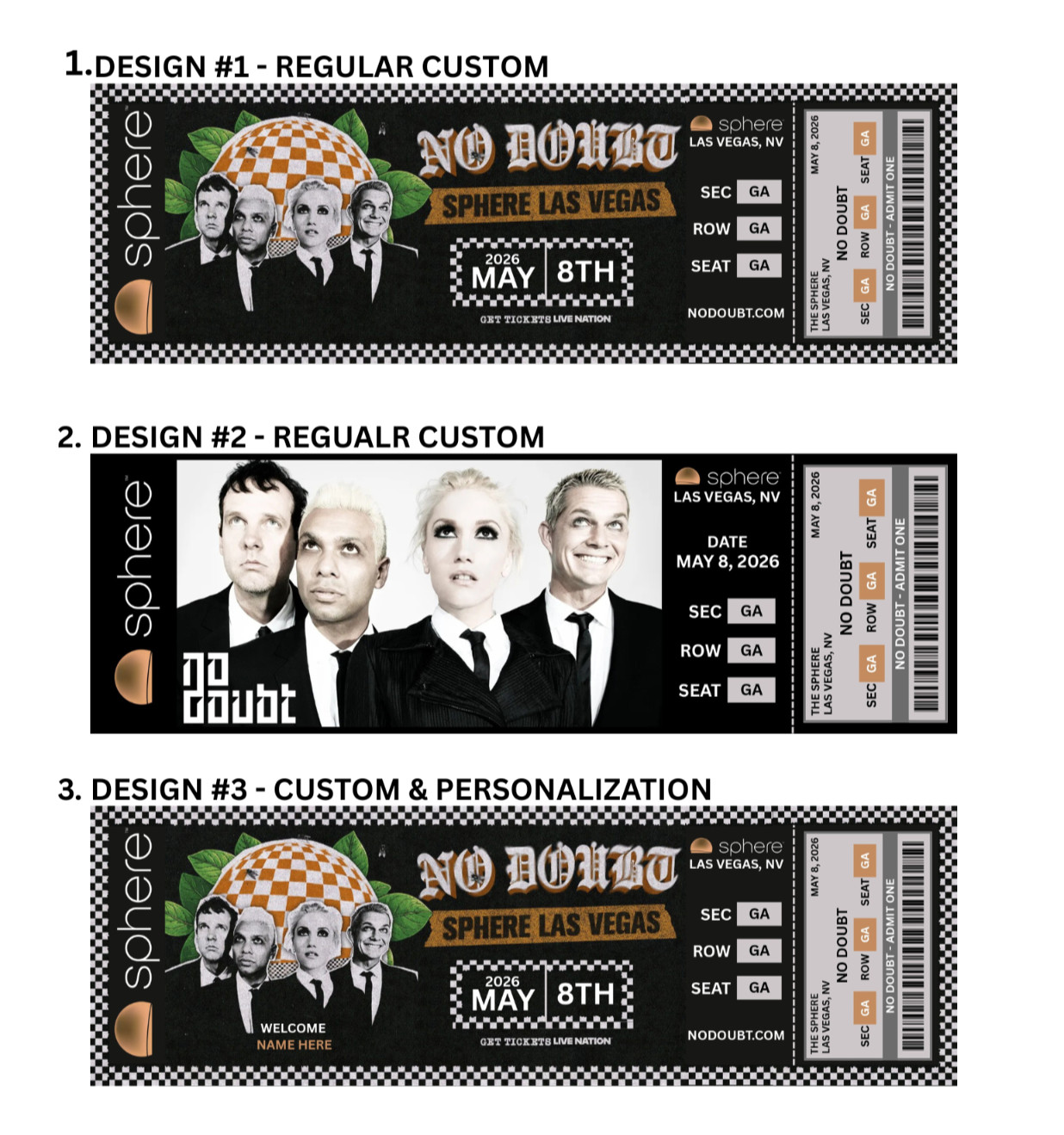No Doubt Residency Sphere LV 2026 Custom Commemorative Ticket
