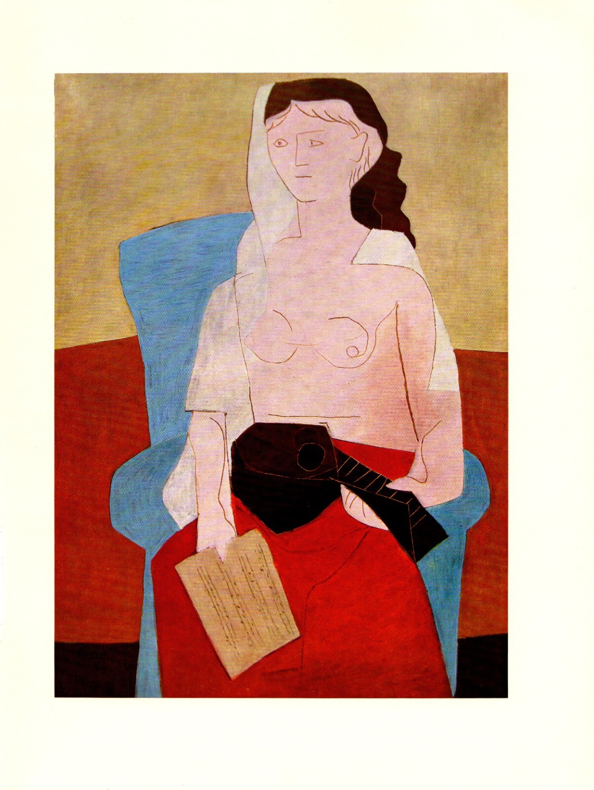 1964 Vintage PABLO PICASSO “WOMAN WITH MANDOLIN” LOVELY COLOR offset Lithograph