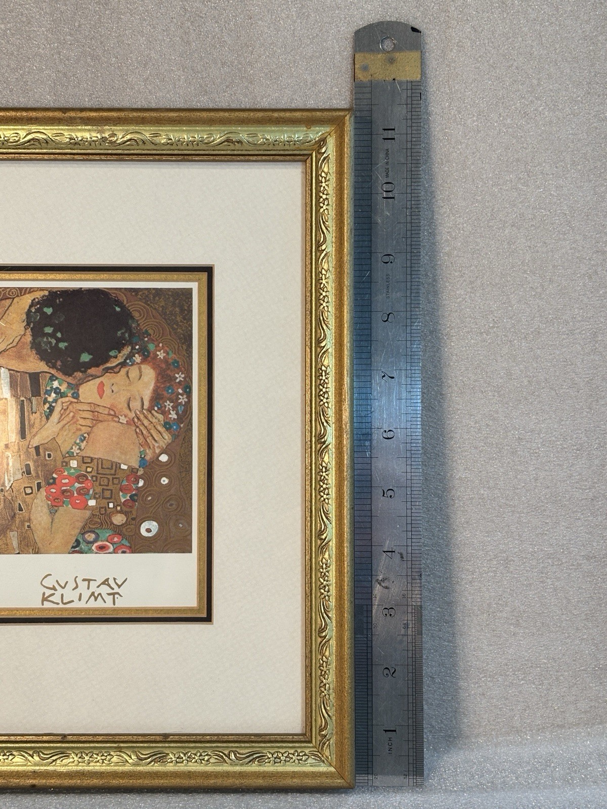 Gustav Klimt Print – The Kiss – Framed & Matted 11×9″ Frame 4×6″