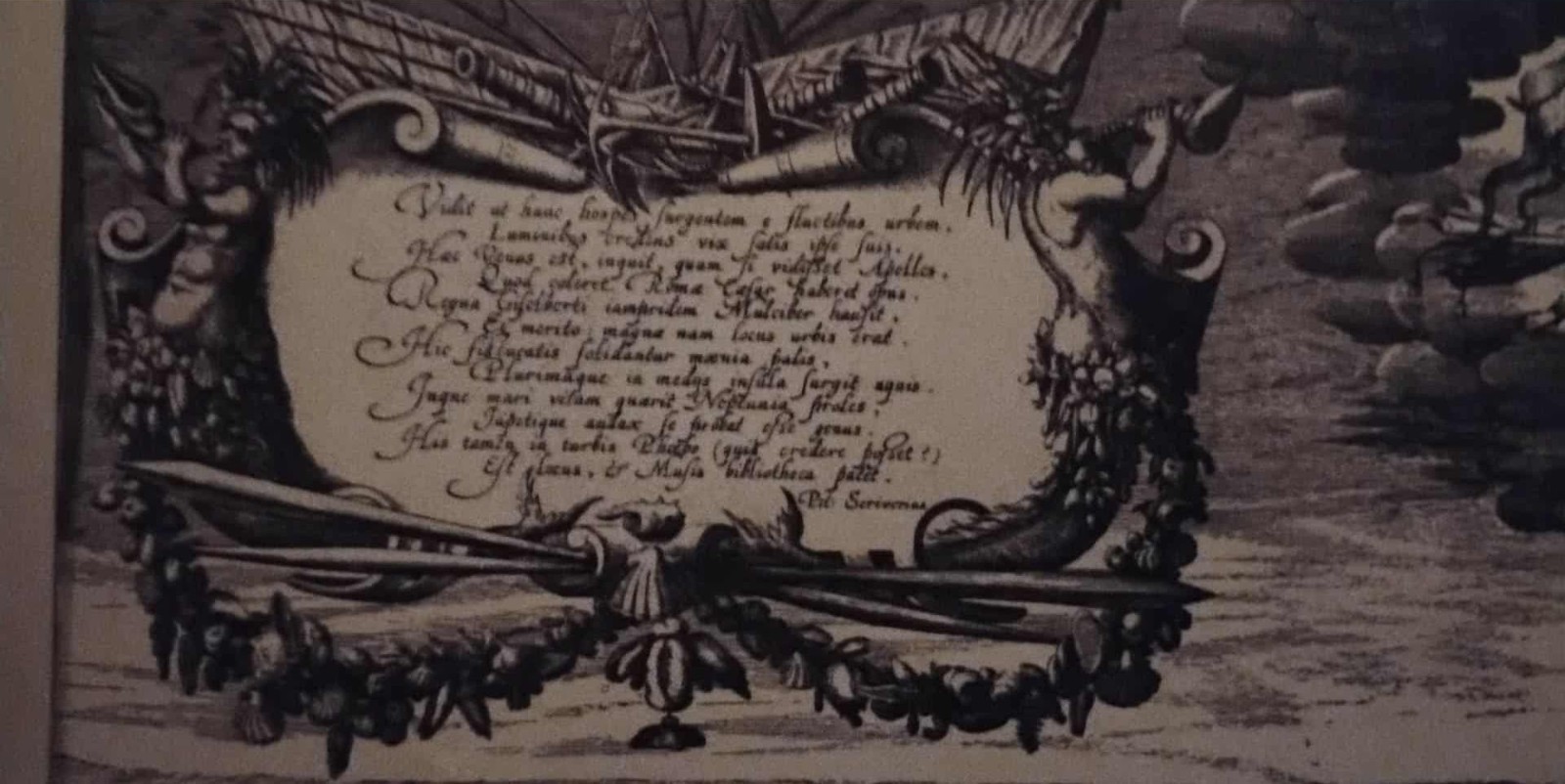 Panorama of Amsterdam 1606 Print Ships in Harbor + Allegorical Figures 4 ft long