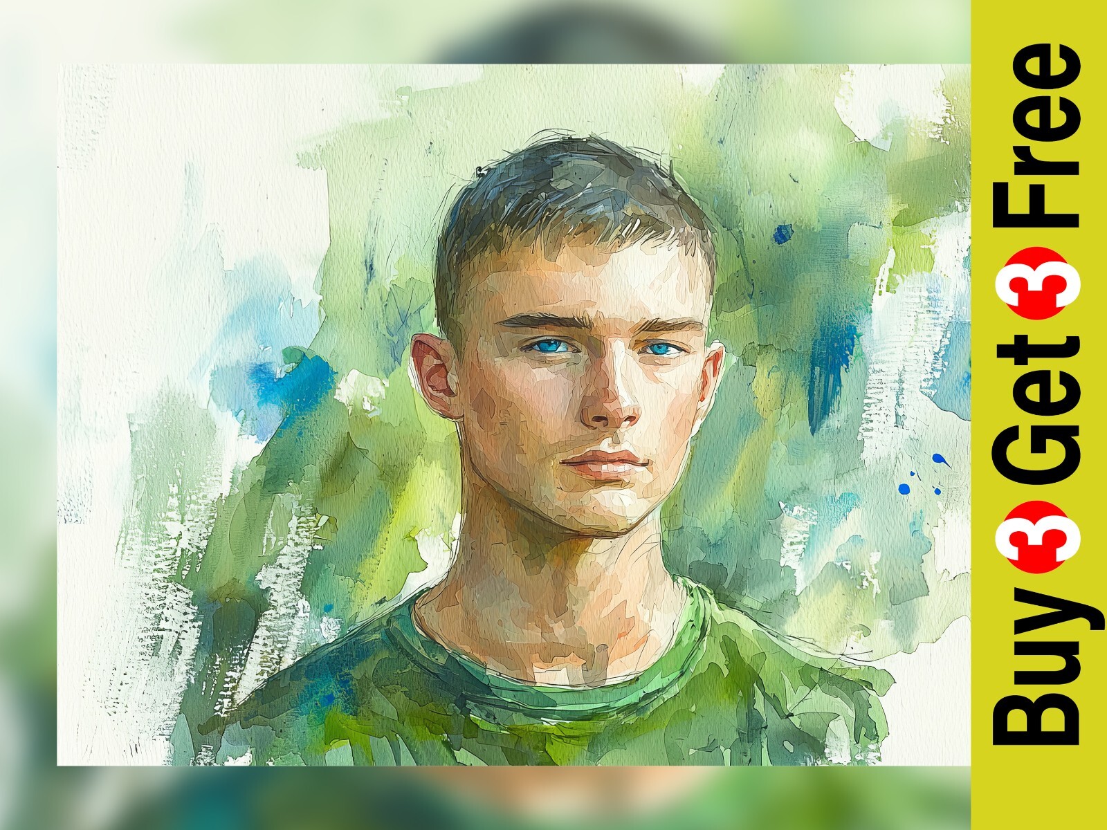 Handsome Young Man 5″x7″ Print on Matte Paper | Realistic Portrait Art