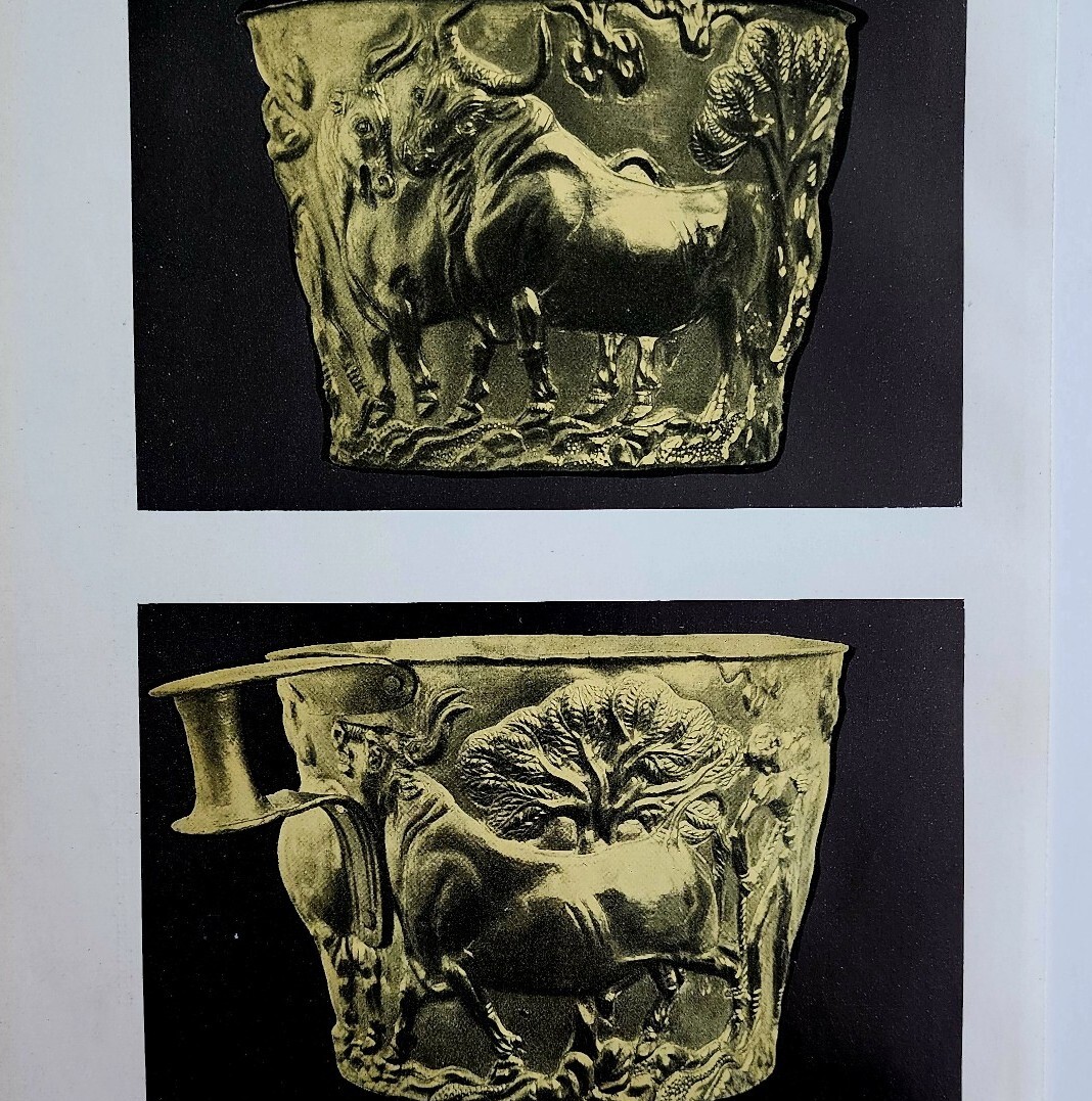 1927 Gold Cups From Vaphio #2 Art Print Antique Ephemera 10.25 x 7″