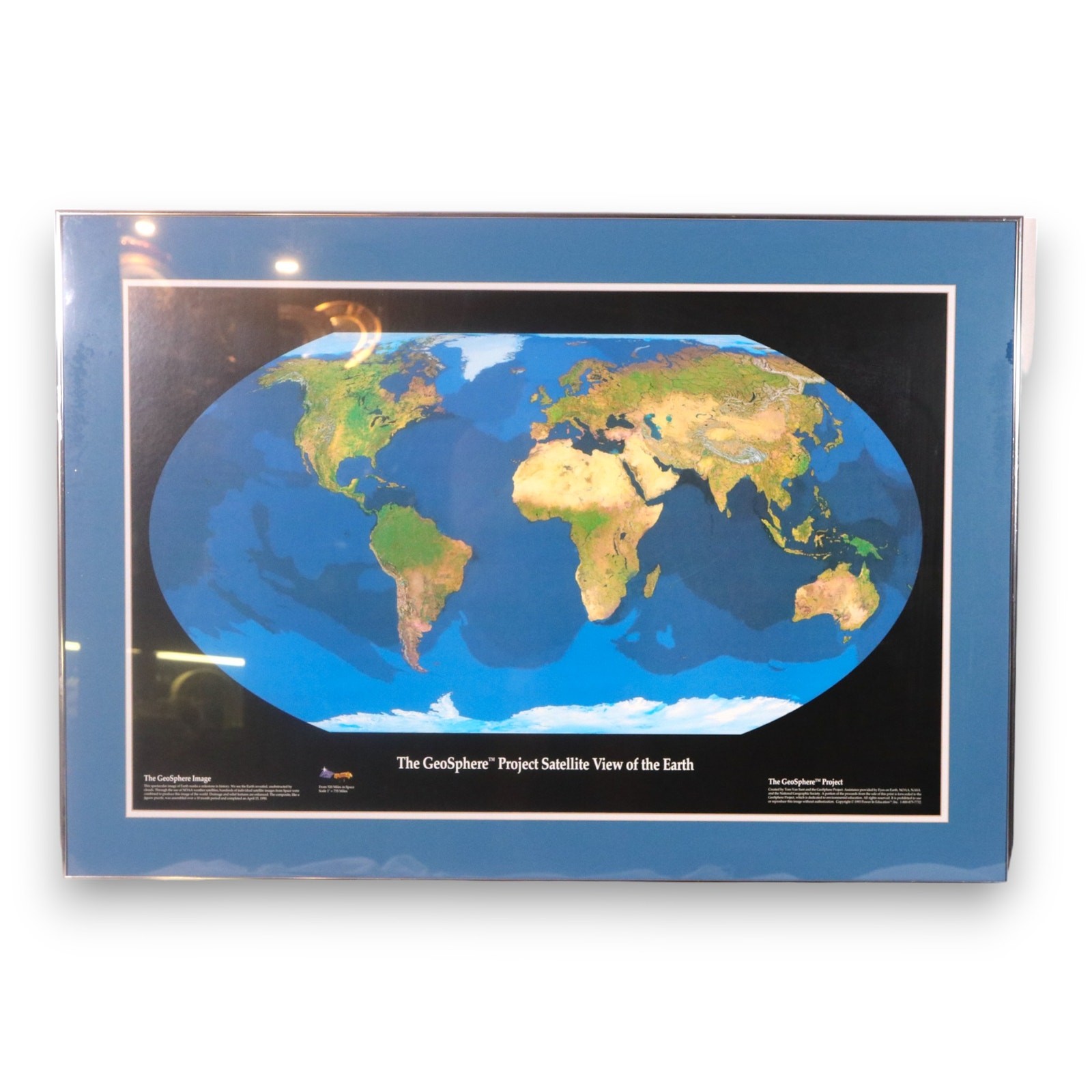 Tom Van Sant Geosphere Project 1993 Satellite View of Earth Matted Framed 28×40